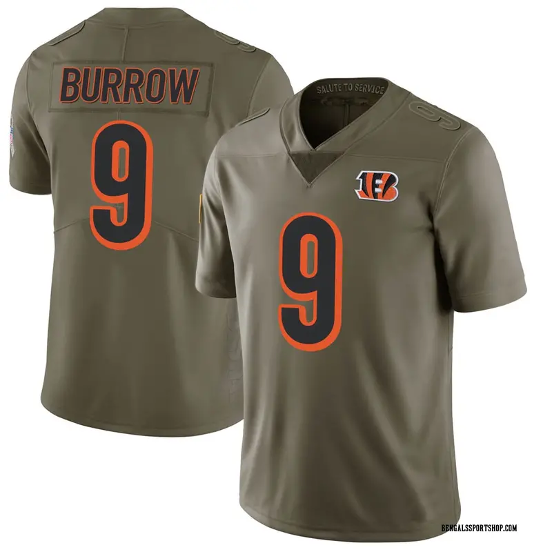 Men's Nike Cincinnati Bengals Joe Burrow Green 2017 Salute to Service Jersey  - Limited