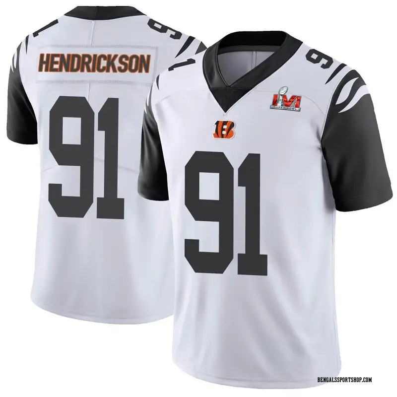 Men's Nike Cincinnati Bengals Trey Hendrickson White Color Rush Vapor  Untouchable Super Bowl LVI Bound Jersey 