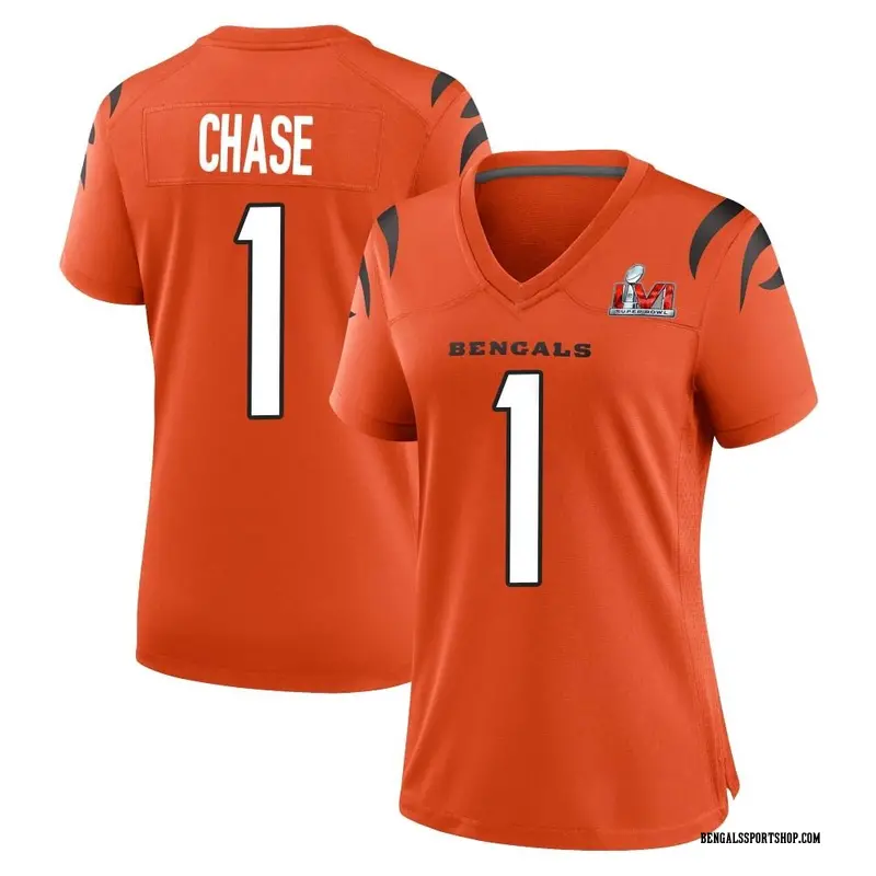 Nike Cincinnati Bengals 1 Ja'Marr Chase White 2022 Super Bowl LVI