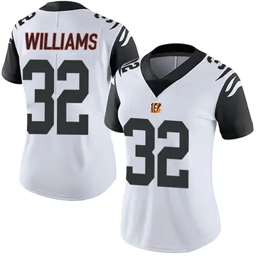 2022 Super Bowl LVI Patch Women's 2021 Cincinnati Bengals #32 Trayveon  Williams Black Alternate Game Jersey