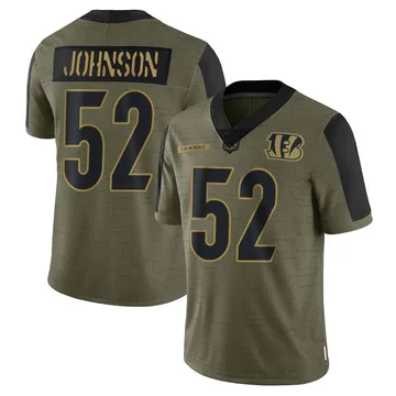 Youth Nike Cincinnati Bengals Cedric Johnson Olive 2021 Salute To Service Jersey - Limited