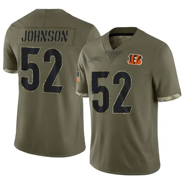 Youth Nike Cincinnati Bengals Cedric Johnson Olive 2022 Salute To Service Jersey - Limited