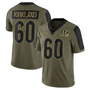 Youth Nike Cincinnati Bengals Jaxson Kirkland Olive 2021 Salute To Service Jersey - Limited